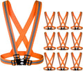 Dazonity High Visibility Safety Vest,10 Packs,Lightweight,Adjustable & Elastic Vest,Hi Vis Reflective Strips, Fit for Men & Women, Construction,Cycling, Runnning, Surveyor, (Orange)