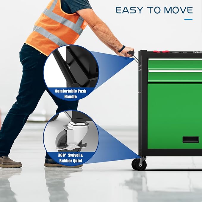 8-Drawers Large Tool Chest, 2-in-1 Detachable Garage Rolling Tool Box Metal Tool Storage Cabinet Removable Lockable Tool Cart with Wheels and Drawers
