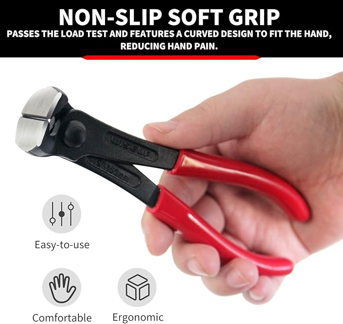 WISEUP Nail Puller, 8-inch Black Finish Chrome Vanadium Steel Carpenter's Pliers,End Cutting Pliers, for Staple Remover Tool or Flooring Installation Tools (8 inch)