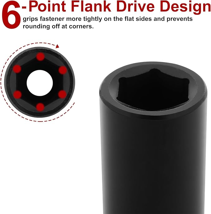 CASOMAN 1/2-Inch Drive x 19mm Deep Impact Socket, 6-Point, Metric, CR-MO
