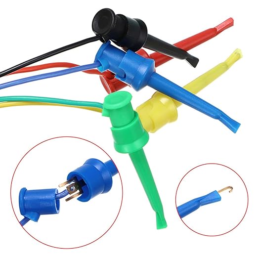 Sumnacon 5 Pcs Multimeter Electrical Test Dual Lead Test Hook Clips - 5 Colors Silicone to Flexible Test Cables for Electronic, Component, Testing Connecting
