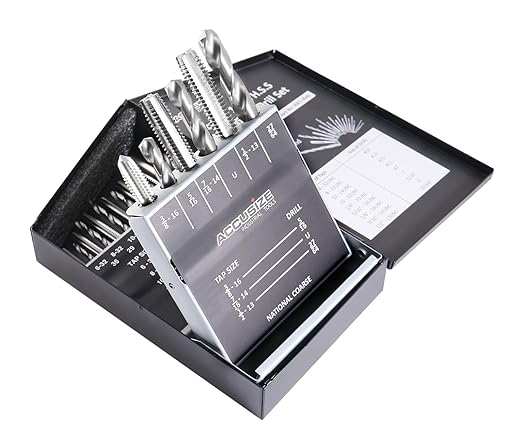 Accusize Industrial Tools U.N.C. 18 Pc H.S.S. Tap and Drill Set, 0001-0040