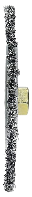 Weiler 09000 Roughneck 7" Root Pass Weld Cleaning Brush, .020" Steel Wire Fill, 5/8"-11 Unc Nut, Made in the USA, 56 Knots
