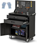 52'' Work Bench for Garage with Pegboard Drawers and Cabinets Heavy Duty Metal Frame Tool Bench for Shop Kitchen Cabinets Organizer Work Table with Wheels
