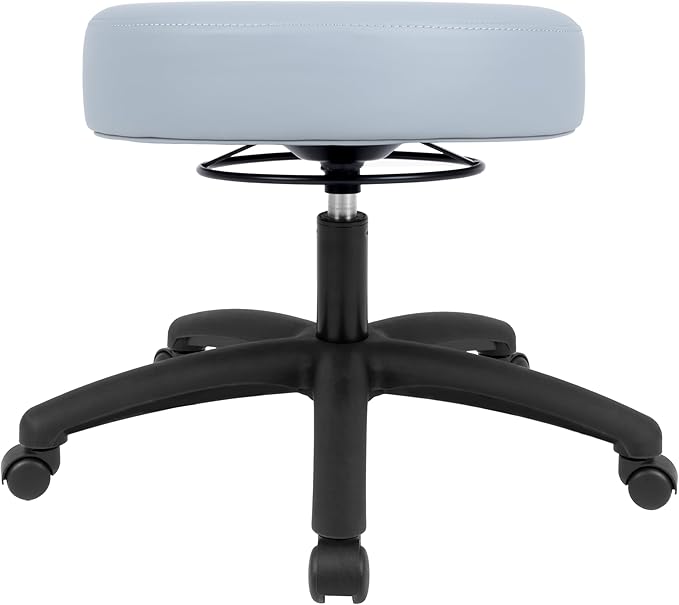Chair Master 17" Round Vinyl Fabric Stool, Table Height, 360 deg Level Activation, Heavy Duty, Lab, Medical, Garage, Home, Spa, Cleanroom (Standard Nylon, Gray)