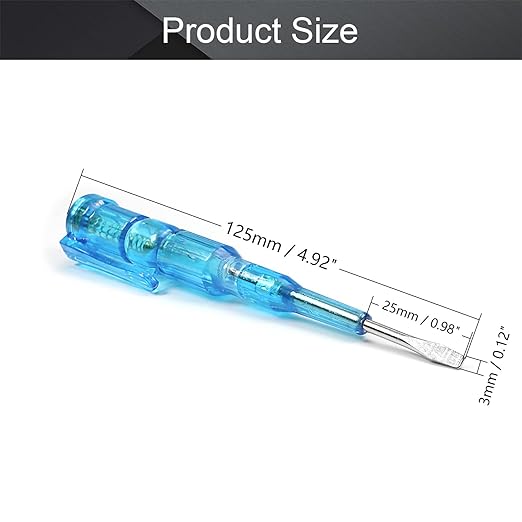 Fielect 3pcs Voltage Detector Pen Test Screwdriver Steel Batch Screwdriver Test Pencil JRDB-107 AC/DC 100-500V Blue Clear