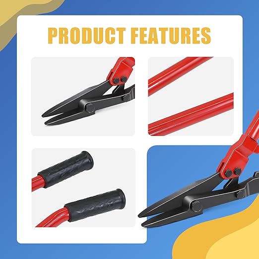Heavy Duty Strapping Cutter - 24" High Carbon Steel Blade for Steel & Polyester (PET) Strapping up to 2" Width & 0.05" Thickness - Ergonomic Handle for Comfort & Precision Cutting
