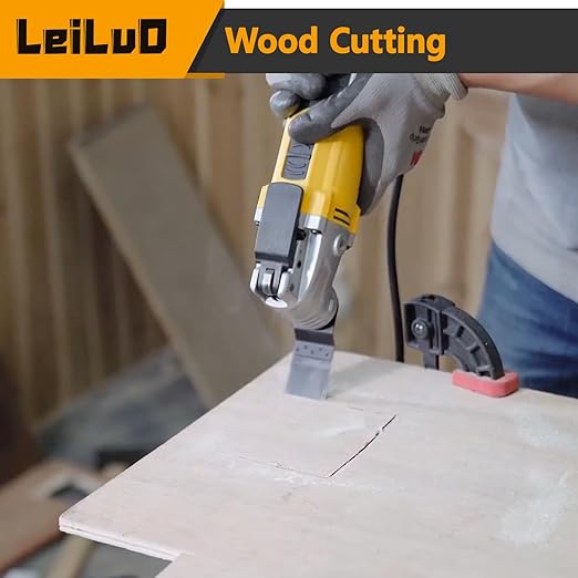 LEILUO 32 Pcs Multitool Blade Kit for Wood Nails Titanium Oscillating Saw Blades Japanese Tooth Oscillating Tool Accessories with Storage Bag Compatible with DeWalt Makita Dremel and More