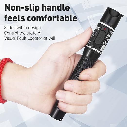 Moocci Visual Fault Locator - VFL Fiber Optic Cable Tester Meter Kit with FC Male to LC Female Adapter - Fiber Optic Tools Source Tester Detector for LC/FC/SC/ST, Network Cable Test
