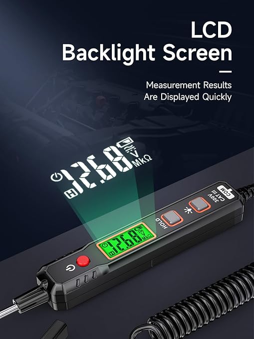 B1 Voltage Tester, Circuit Tester with Range DC 0.8V-100V, Continuity Testing, Electrical Tester with Flashlight, Buzzer Alarm for Car Battery Polarity Continuity Fuses
