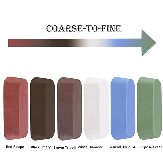 6 Pcs Metal Buffing Polishing Compound for Buffing Wheel, Buffing Wheel Compound, Grit Corresponds to The Color from Coarse to Fine for Stainless Steel, Jewelry, Aluminum Polishing Compound