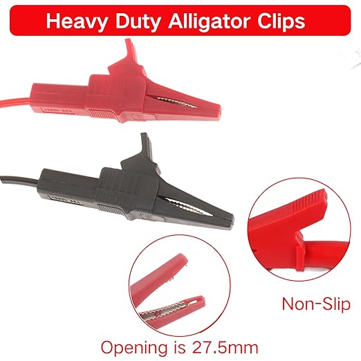 4PCS Heavy Duty Alligator Clips Test Leads, 18AWG Multimeter Alligator Clips Test Leads to Right Angle 4mm Banana Plug for Multimeter & Voltmeter, 3Ft 600V/1000V, Double Insulated ﻿ ﻿