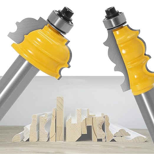 10PCS Architectural Molding Router Bit Set 1/2 Shank Casing Base CNC Line Handrail Woodworking Cutters Face Mill Woodworking Chisel Cutter Milling Tool