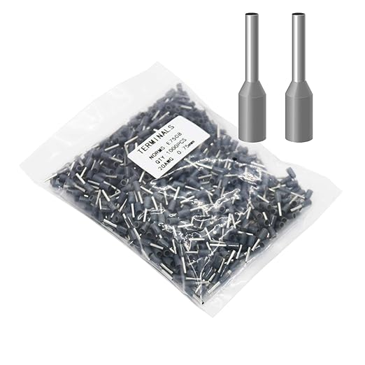 Fidioto Grey AWG20 1000pcs Wire Ferrules Terminals, AWG20 Terminal Connector Wire Insulated Cord Pin Ends Terminals for Electric, Industrial, Chemical Industry, Power Control System, etc.