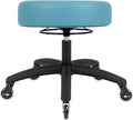 Chair Master 17" Round Vinyl Fabric Stool, Table Height, 360 deg Level Activation, Heavy Duty, Lab, Medical, Garage, Home, Spa, Cleanroom (Rubber Roller, Aqua)