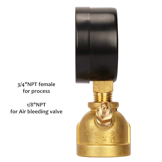 MEASUREMAN 2" Forged Brass Gas Pressure Test Gauge Assembly, 3/4" FNPT Connection, 0-30psi, +/-3-2-3% Accuracy