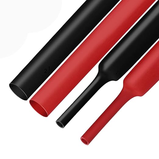 XHF Black&Red 1-1/4 Inch 8Ft 3:1 Waterproof Heat Shrink Tubing Roll Marine Grade Adhesive Lined Heat Shrink Tube, Insulation Sealing Oil-Proof Wear-Resistant