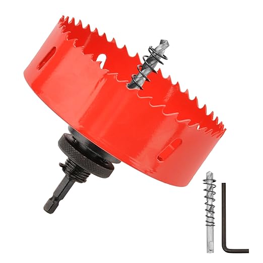 Hole Saw Heavy Duty bit Hex Shank,Hole Saw HSS with Arbor Bi-Metal & Heavy Duty Hole Saw Cutter for Wood Corn Hole Boards Plastic Drywall (φ74)