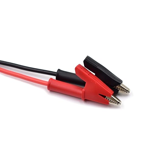 2 Pcs Dual Ended Crocodile Alligator Clips, 14AWG Test Lead Wire Cable with Insulators Clips, 10 ft Test Flexible Cable with Protective Jack Copper Clamps for Electrical Testing