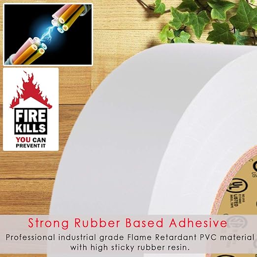 White Electrical Tape, 66 feet x 3/4 inch x 7 mils-600V,Pass UL/CSA Certification. Waterproof,Flame Retardant,Strong Adhesive, 14℉ to 176℉(White)
