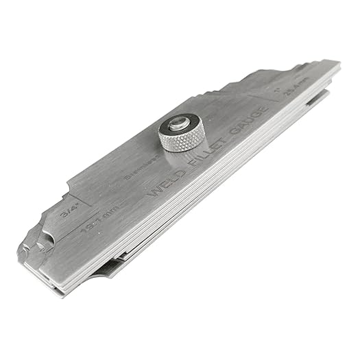 1/8"-1"(3.2-25.4mm) Cam Type Weld Gauge 7-Blades Fillet Weld Gage Rl Gauge Stainless Steel Depth Gauges Welding Metric & Inch Test Ulnar for Boilers, Bridges, Shipbuilding