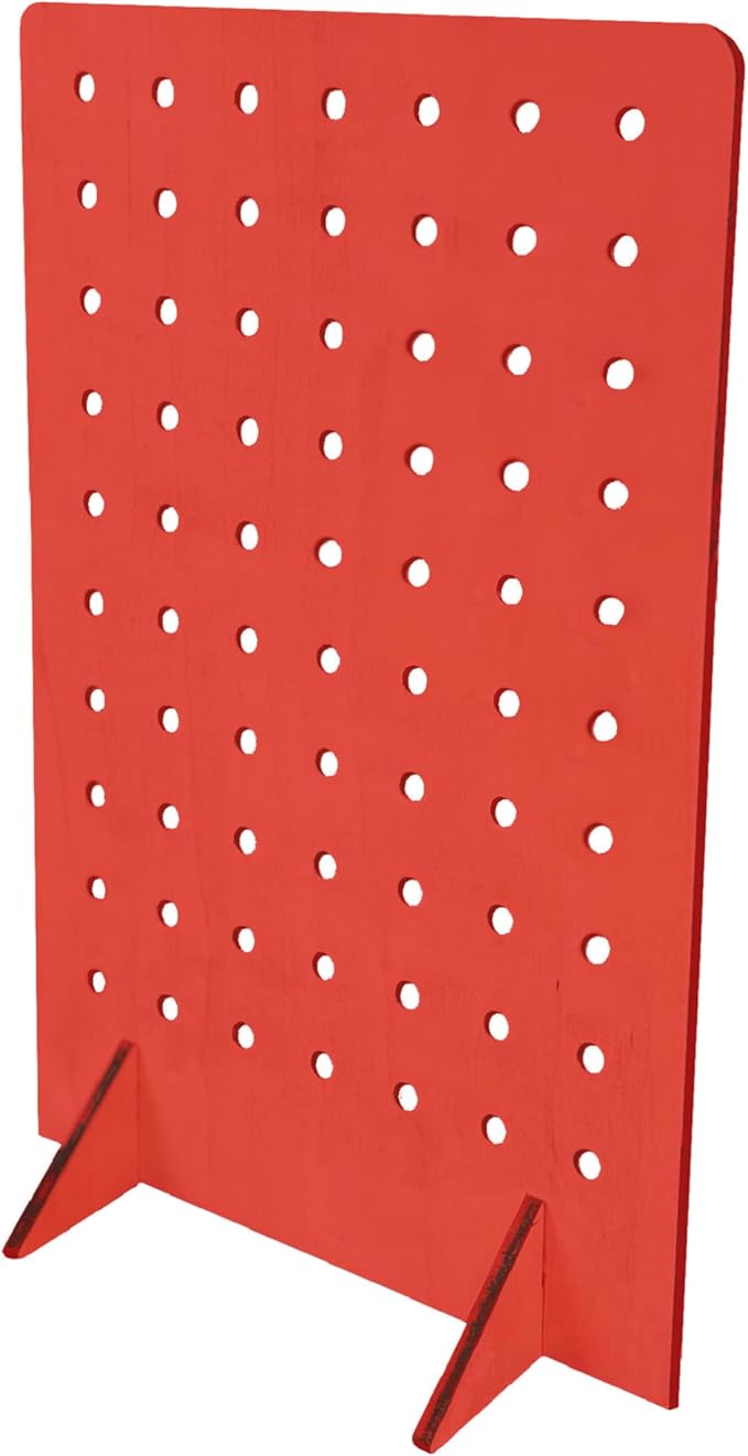 Torched Pegboard Display Stand for Jewelry, Craft Shows, Selling, Vendor Events, Tools, Peg Board Accessories Rack Organizer, Medium 8" L x 4.3" W x 12" H, RED