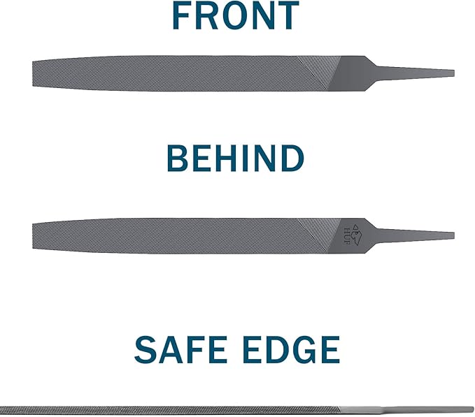 2P 6-inch Flat Medium Cut File Double Cut Teeth High Carbon Steel Hand File Single Cut Hardened Without Handle Ideal for Wood, Metal, Plastic
