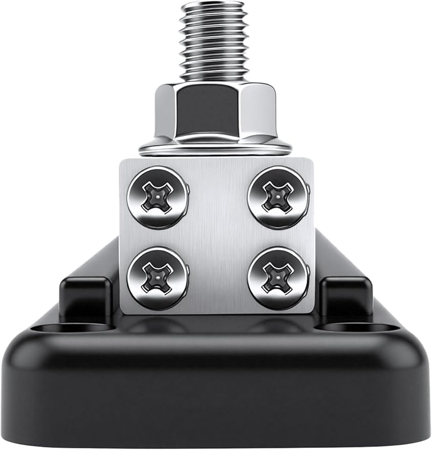 600A Heavy-Duty Bus Bar Nickel Plated Copper Distribution Terminal Block with Cover 4 M10 (3/8 in) Studs & 8 Screws Buss Bar for Solar RV Marine Car Audio 12-48V DC Battery System
