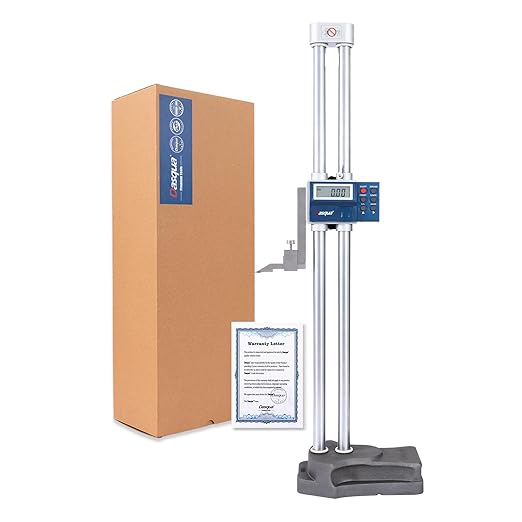 Dasqua 20"/500mm Double Beam Digital Height Gauge with Feed Wheel, Heavy Duty Cast Iron Base with Carbide-Tipped Scriber, Accuracy: ±0.0019"/0.05mm, Resolution 0.001"/0.01mm
