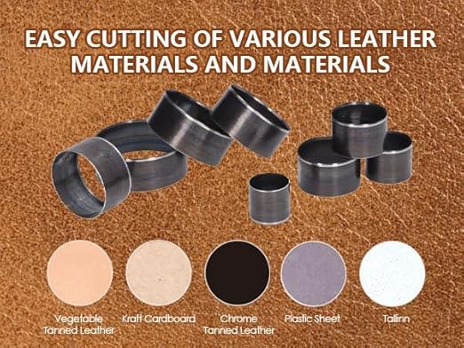 8Pcs Leather Hole Punch Die Round 2560mm Hole Hollow Punch Cutting Leather Circle Punch Punching Die Alloy Steel Deform Prevention Punching Tools