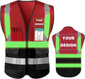 YOWESHOP High Reflective Visibility Safety Vest Custom Your Logo Safety Workwear with Reflective Strips and Pockets