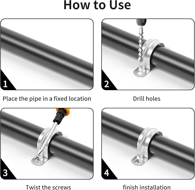 30 PCS 1-1/4 Inch Reinforced Rigid Pipe Strap , 2 Holes U Bracket Cable Clamp Hanger, Zinc Coated Tension Tube Clip, Conduits Strap Clamps for Pipe Fixing on Various Surfaces, 32 mm