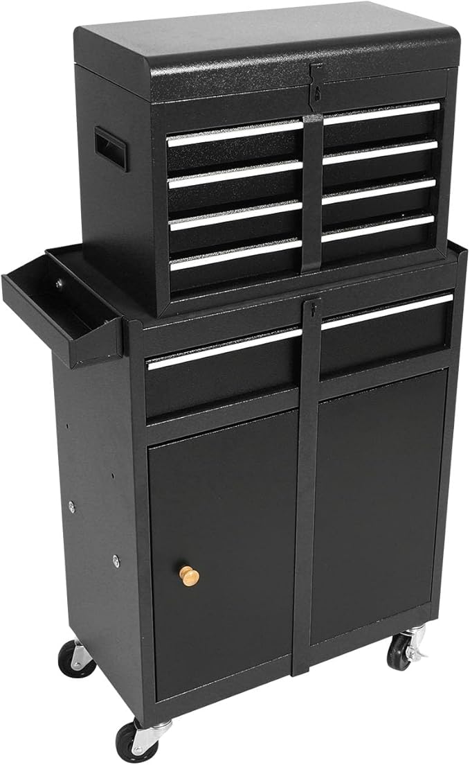 Rolling Tool Cabinet Tool Box, 5-Drawer Storage Chest with Detachable Organizer, Removable Portable Tool Box for Garage Warehouse (Black)