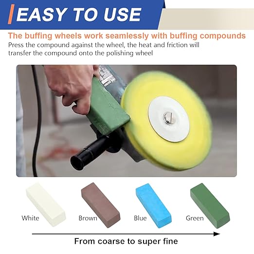 8 Pcs Airway Buffing Wheel Kit 8 Inch Polishing Wheel and Polishing Compound for Angle Grinder 8" in Diameter 5/8" in Arbor Hole Aluminum Metal Buffing Wheels Kit
