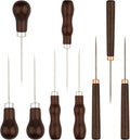 9 PCS Leather Awl Tool Set - Professional Punch & Stitching Awl Tool, Gourd Shape Handle Punch Tools, Scratch Awls Sewing Tool for Leathercraft, Shoe Repair, DIY Sewing & Woodworking