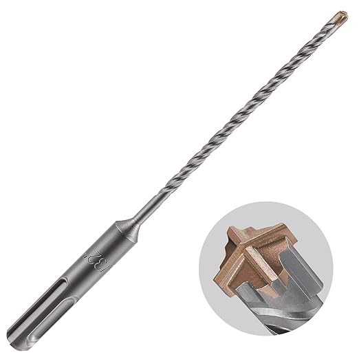 5pcs 5/32" X 8"-6" Cross-Type Double Thread Carbide Drill Bits for Concrete, Brick, Stone, Hammer Drill