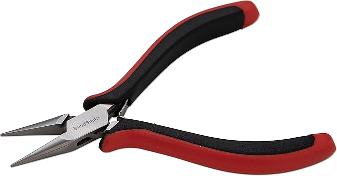 The Beadsmith Chain Nose Pliers – Fine Tips – 5 inches (127mm) – Ergonomic Handle with Double Leaf Springs – Jewelry Making Tool for Creating Bracelets, Earrings and Necklaces