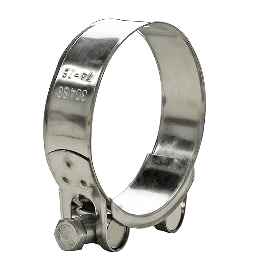 AKIHISA 122-130mm ID Range T-Bolt Hose Clamp,2 Pack 304 Stainless Steel Adjustable Heavy Duty Pipe Clamp 4.8 to 5.12 Inch