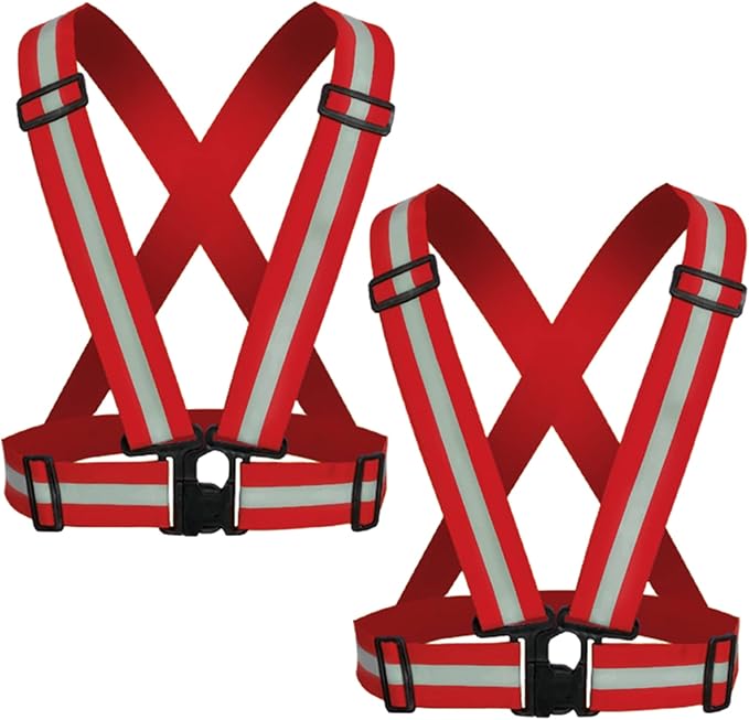 Reflective Strap Safety Vest Gear - 2-10 Pack Adjustable High Visible Reflective Running Gear for Women Men Night