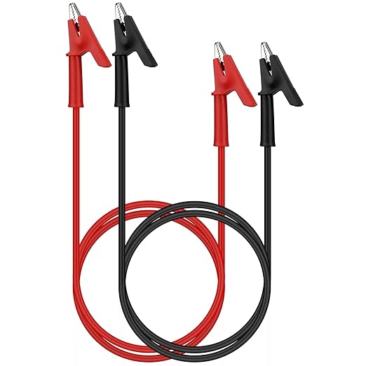 SWANLAKE 2-Piece Dual-Ended Alligator Clip Test Leads, 1000V 15A 3.5ft/1M Electrical Alligator Clips, Flexible Copper Cable Crocodile Clip, Electrical Wires with Gator Clips
