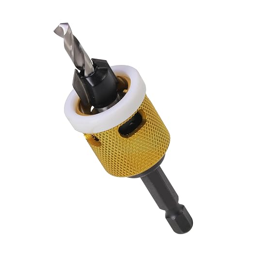 5/32"x3/8" Carbide Tipped Countersink Drill Bits with Low Friction Depth Stop, 1/4" Quick Change Hex Shank Countersink Drill with Replaceable HSS Pilot Drill Bit for Plastic, Woodworking