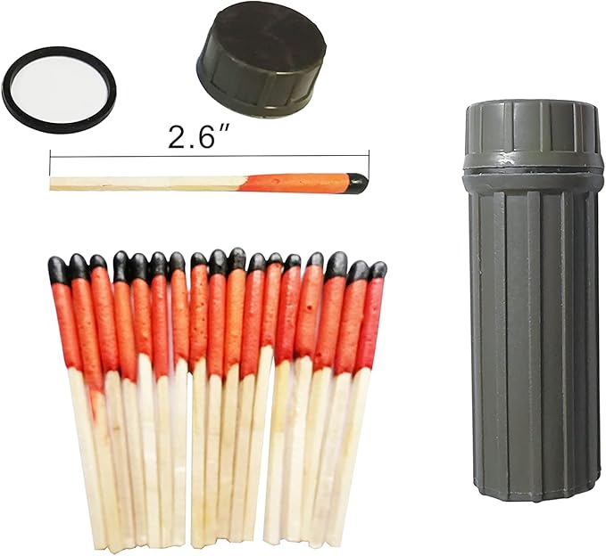 Emergency Fire Starter | Windproof & Waterproof Storm Matches with Waterproof Case & Wax Rope | Survival Gear for Camping, Hiking, Bushcraft, Bug Out Bag