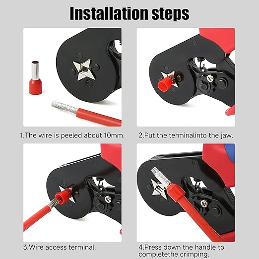 Wire Ferrule Crimping Tool Kit, Carbon Steel Crimper, 7 Sizes PVC Ferrules AWG 28-5, Crimp with 1700Pcs Hexagonal End Ferrules, for Connection (7 Sizes 1700PCS)