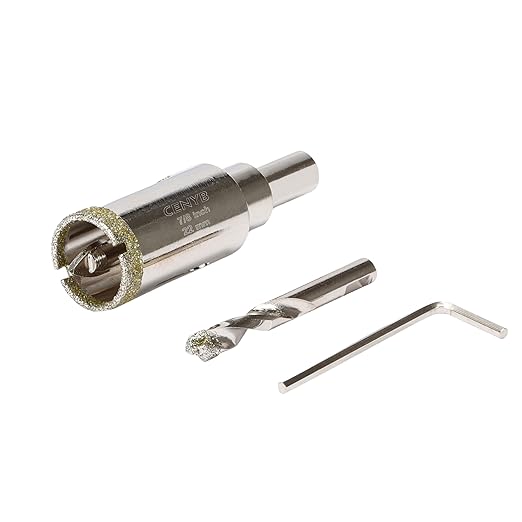 7/8inch | 22mm Diamond Hole Saw with Center Drill bit and Diamond-Coated Center Drill bit for Ceramic Glass Marble Fiberglass Granite and Porcelain Tiles by CENYB