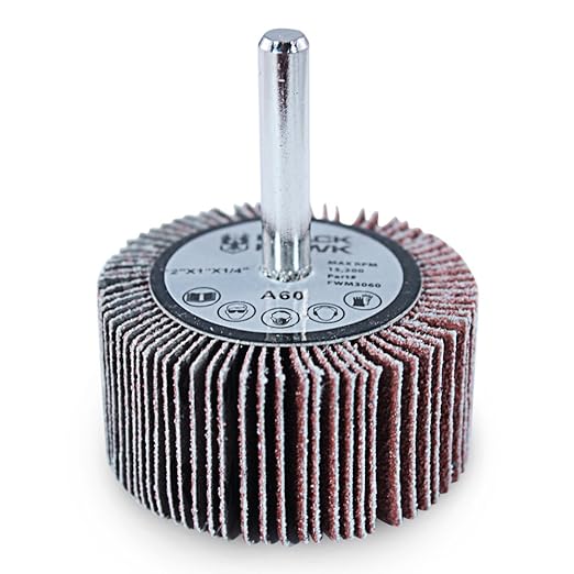 BHA Aluminum Oxide Shank Mounted Flap Wheels, 2” x 1” x 1/4”, 40 Grit - 5 Pack