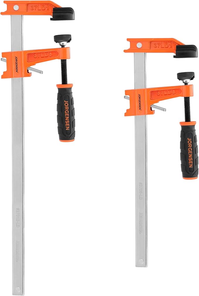 Jorgensen 2-Piece Steel Bar Clamp Set, Light Duty F-Clamp, 8-inch & 12-inch