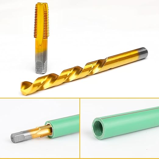 1/8-27 NPT Pipe Tap and R Drill Set,M2 HSS Hand Threading Plumbing Tap Set for Plumbers Mechanics DIY Thread Cutting Tools