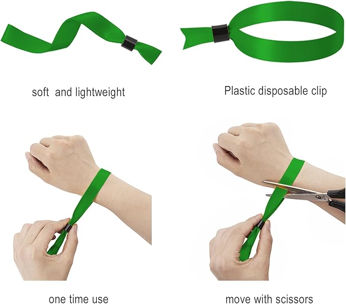 100 Pack Wrist Bands|Green Wristbands for Events|Wristbands for Concerts Festival Admission Party|13.78” x 0.59”