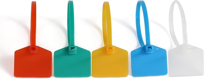 6 in Marker Nylon Cable Ties, Plastic Water Proof Tags, Self-Locking Written-on Cable Marker, Security Seals Label for Cabling, Wire Marking Label, Shipping Hanging Tags - Blue/ 100pcs