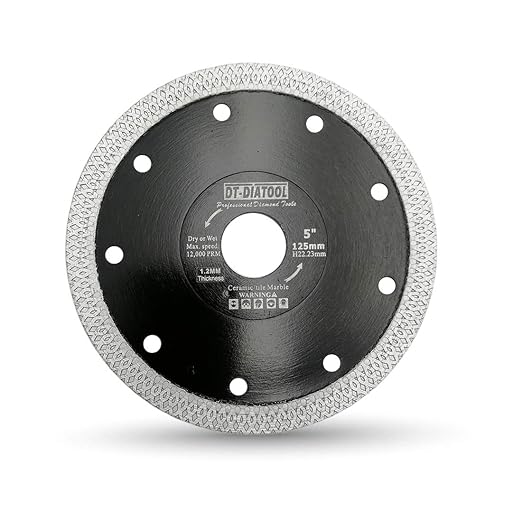 DT-DIATOOL Diamond Tile Blade 5 Inch Diamond Turbo X Mesh Rim Segement Circular Saw Blade for Procelain Ceramic Stoneware Marble Granite Fits 5/8"-7/8" Arbor
